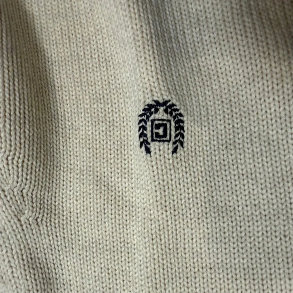 Chaps Mens XXL Cream 100% Cotton‎ Crew Neck Sweater Logo Long Sleeve Pullover